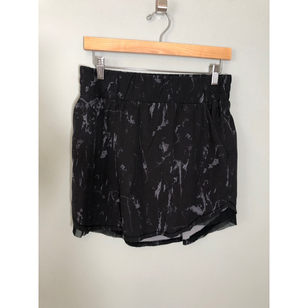 RBX Skort Womens Medium Black Gray Marble Print Active Tennis Skirt Pockets